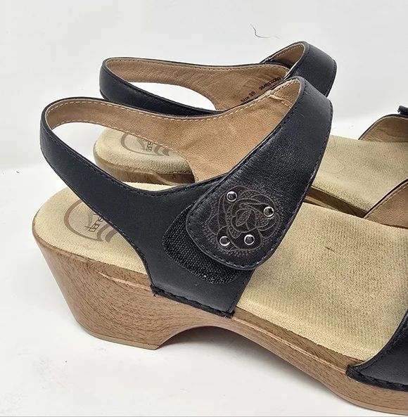 Dansko women eu 39 us 9 sonnet sandals shoes black leather strappy summer gorpco - Picture 3 of 11